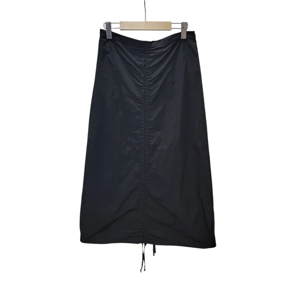 Bryn Walker Cleo Memory Crunch Flat Front Ruched Skirt Sleek Black Midi Womens S - Picture 7 of 17